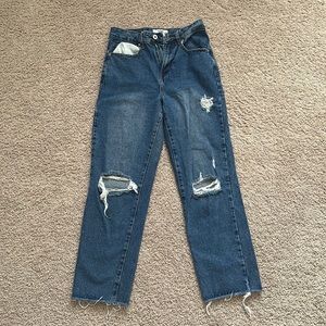 Cotton:On Size 2 Blue Ripped Straight Leg Jeans